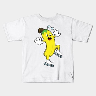 Banana at Ice skating with Ice skates Kids T-Shirt